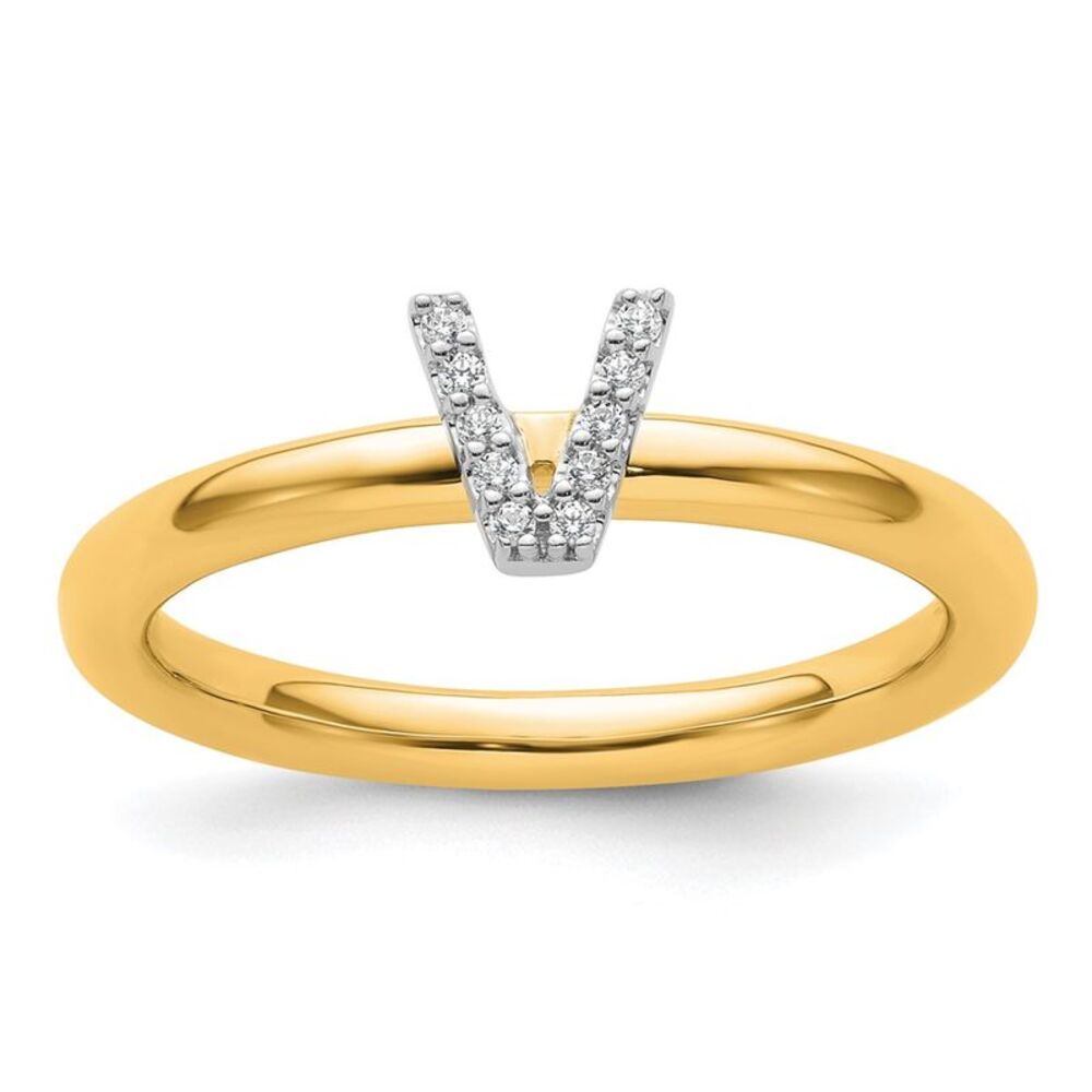 Kazi Luxury 14k Yellow Gold Stackable Diamond Ini… - image 1